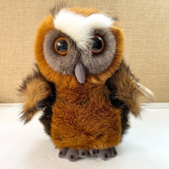 NWT Vintage 8” Hoot Owl Plush Hoo Tan Realistic Bird Aurora Plush A&A Stuffy - Picture 2 of 13